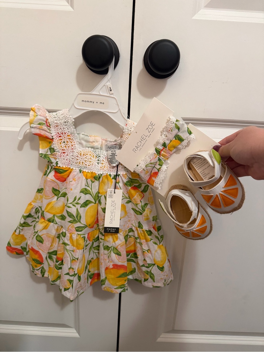 Rachel Zoe Girls White & Yellow Lemon Dress & Sandal Set